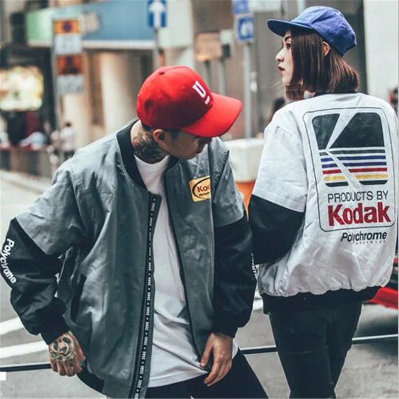 Chaqueta japonesa de hip-hop para hombre y mujer, ropa de marca, estilo Harajuku, piloto, estampado callejero, Kodak
