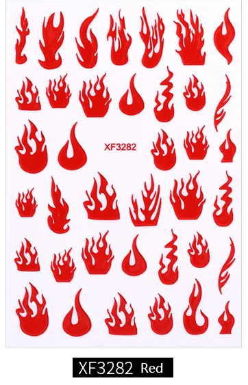 XF3282-Red Хорошо Продаем прозрачные наклейки голографические инопланетяне огненное пламя дизайн ногтей пожары Маникюр трафарет красивые украшения для ногтей 1 шт - Цвет: XF3282-Red