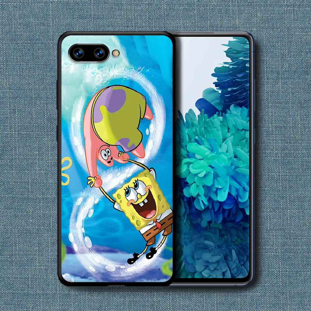 

Cartoon Cute SpongeBobo Phone Case For Huawei Honor 6A 7A 7C 8 8A 8X 9 9X 10 10i 20 Lite Pro Play black Waterproof Silicone Cell