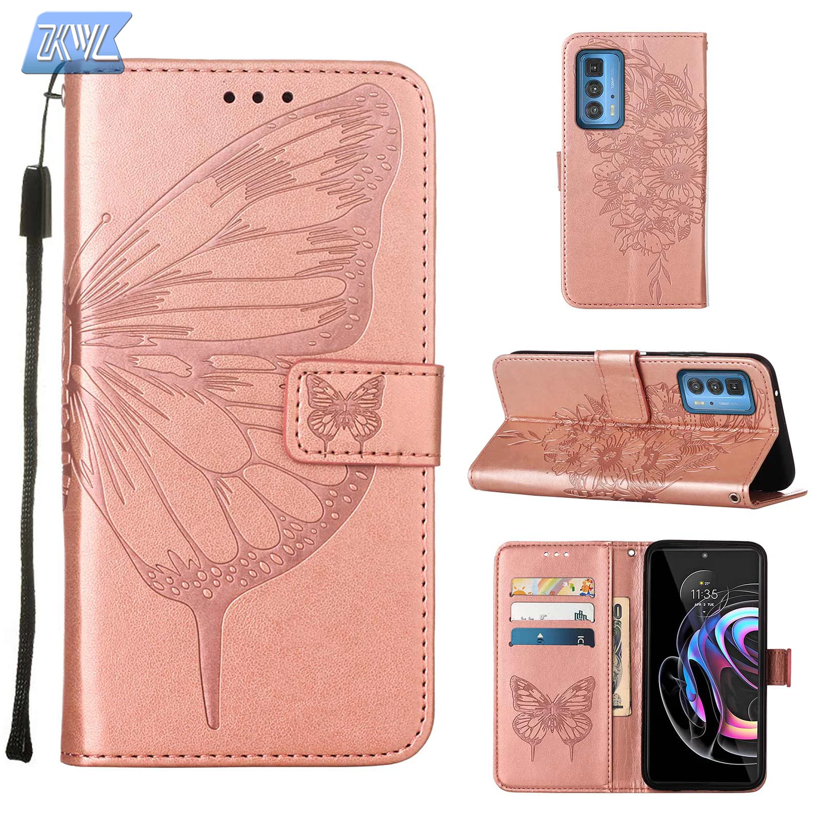 

KL For Motorola Moto Edge 20 Lite G Stylus case Butterfly Wallet Lanyard Leather Magnetic Buckle Case For G30 G20 G10 G10 Power