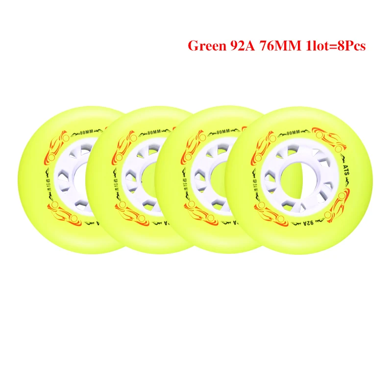 Yellow 76mm 8pcs 92A Slide 80 76 72 мм встроенные колеса для роликовых коньков для слалома Slide обувь для катания на коньках для детей и взрослых для SEBA Powerslide LZ72 - Цвет: Yellow 76mm 8pcs