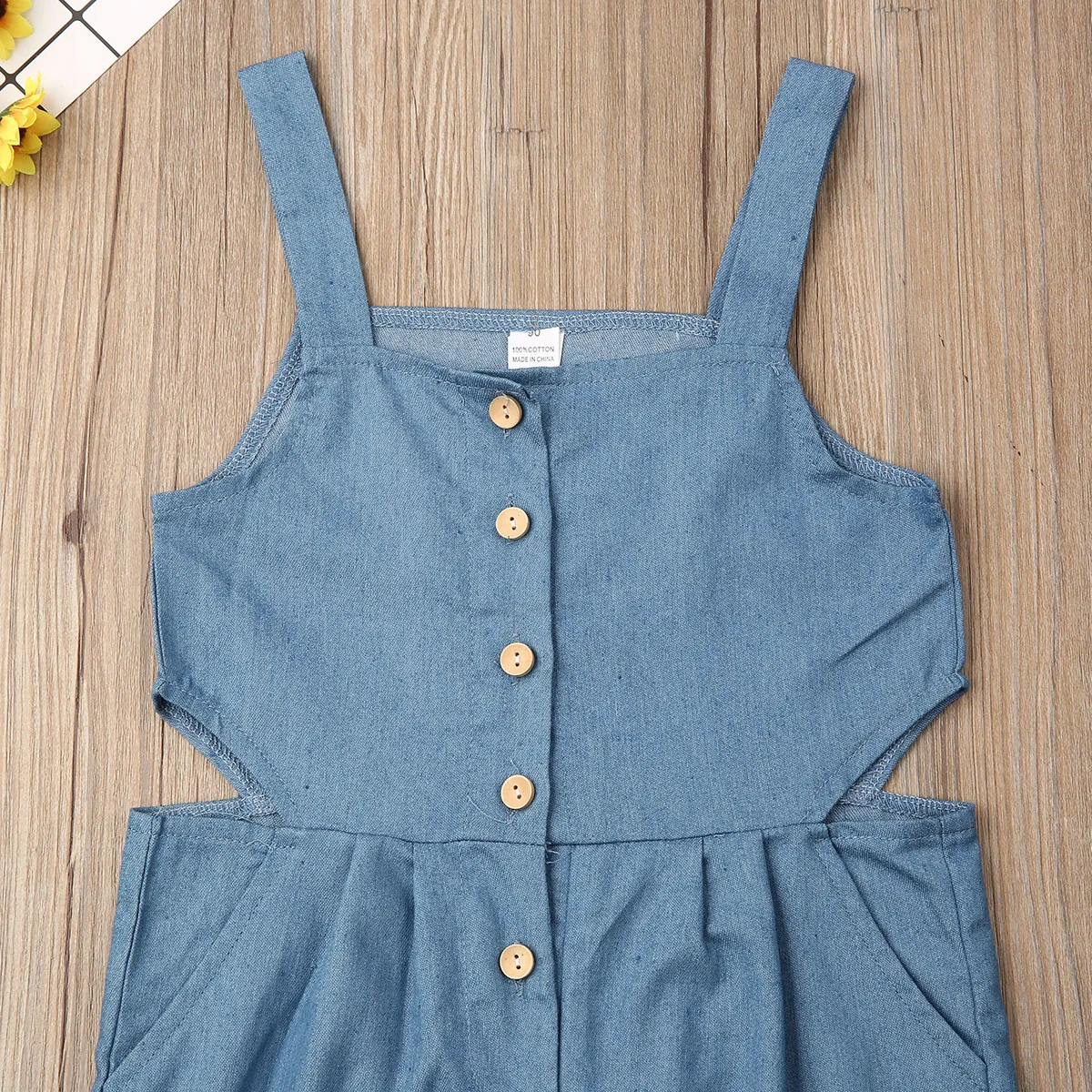 Спортивный комбинезон для маленьких девочек с лямками синие джинсовые брюки