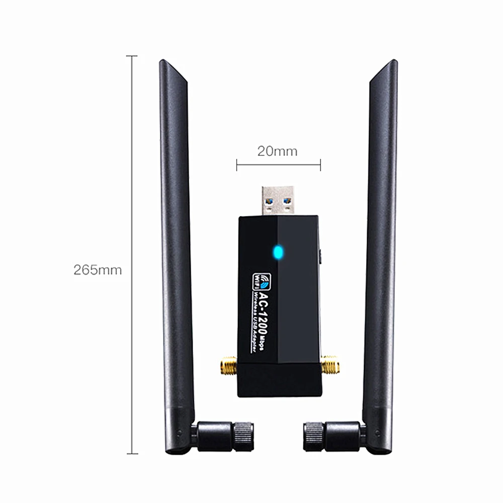 

High Quality 1200Mbps Long Range AC1200 Dual Band 5GHz Wireless USB 2.0 WiFi Adapter Antennas