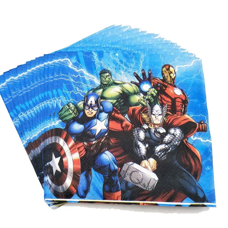 20 шт./компл. Мстители Бумага салфетка мультфильм вечерние для детей подарок на