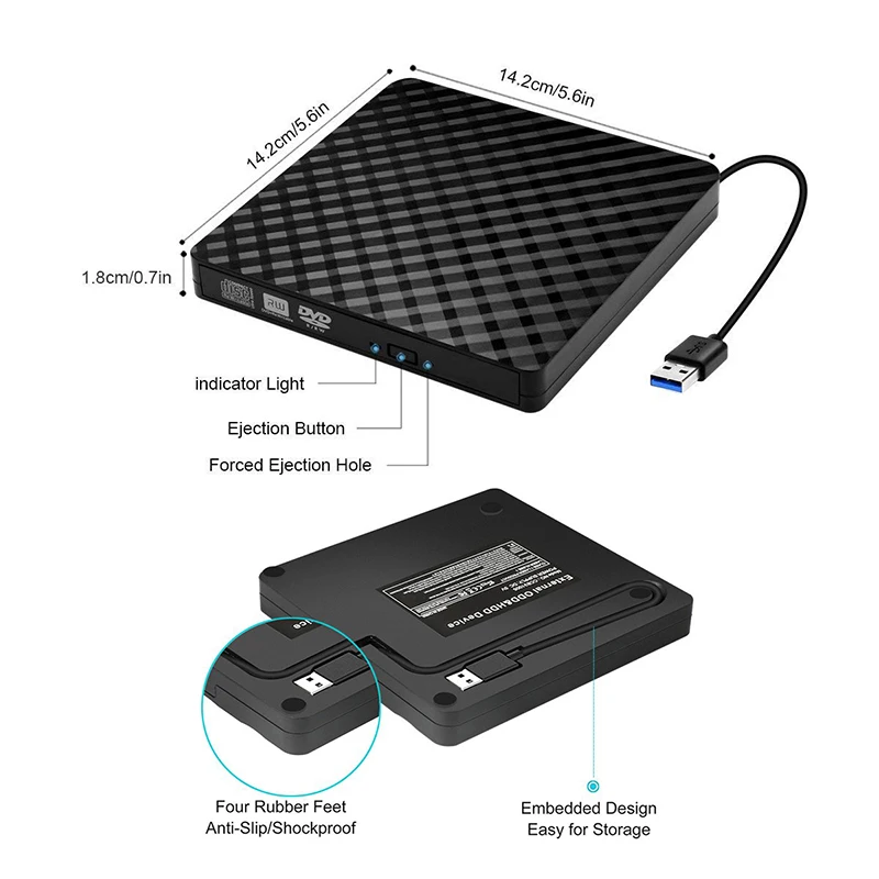 Внешний DVD-привод USB Тип C DVD RW CD запись портативный оптический привод плеер для ПК