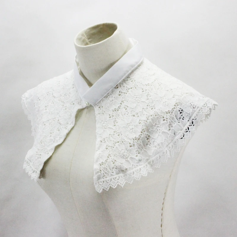 

Sweet Floral Lace Fake Collar Big Shawl Vintage Elegant Necklace Mini Capelet K3NF