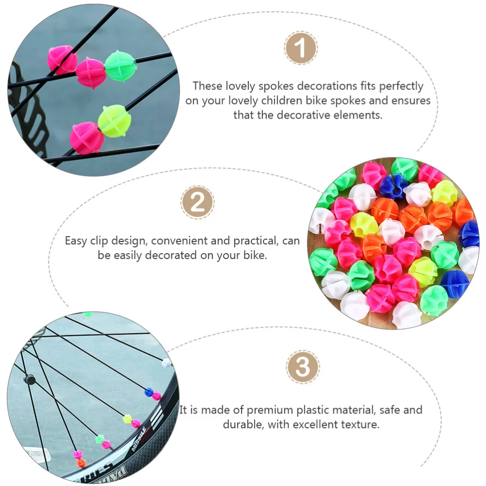 

180Pcs Bike Spokes Decor Assorted Colors Bike Spoke Clips Bike Accessories