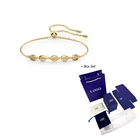 Новый браслет SWA в форме ракушки с золотым цирконием, Женский Модный высококачественный ювелирный подарок