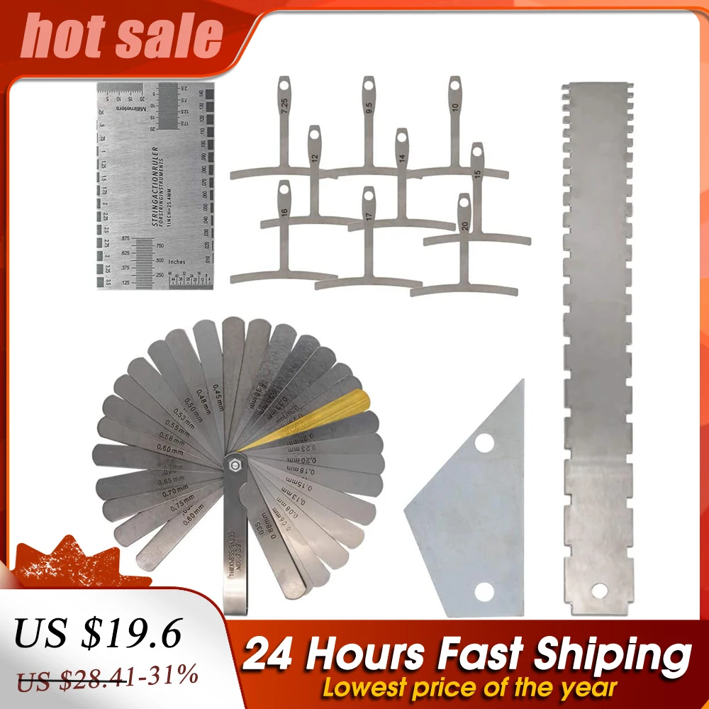 

Guitar Luthier Measuring Tools Set Guitar Neck Notched Straight Edge Fret Rocker String Height Gauge Understring Radius Gauge