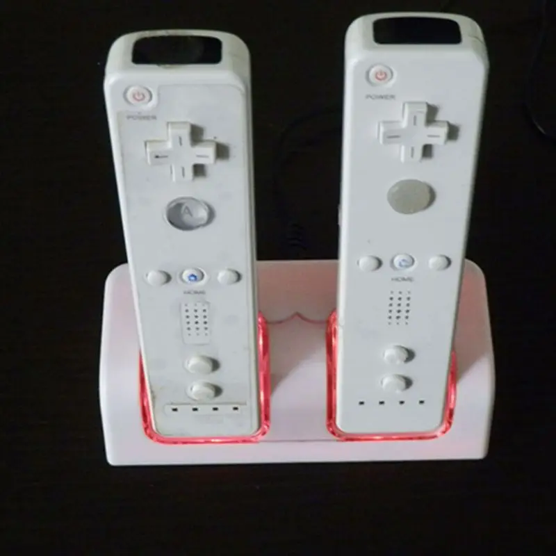 Зарядная станция с двумя зарядными док-станциями для wii пульт дистанционного управления игровой контроллер с светодиодный usb-зарядным шнуром
