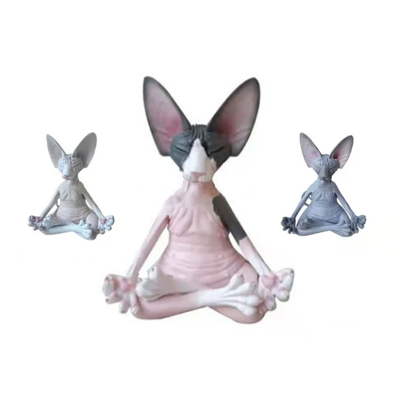 

Whimsical Buddha Cat Figurine Meditation Sphynx Cat Meditate Art Sculptures Outdoor Garden Statues Figurines house decoration