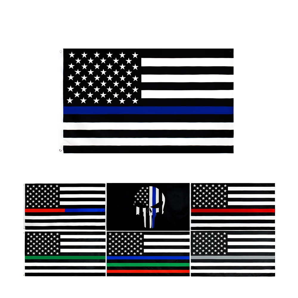 

USA Police flag 90x150cm Polyester Thin Blue Yellow Red Green Gray Line America Police Stripes Banner US Police Flags