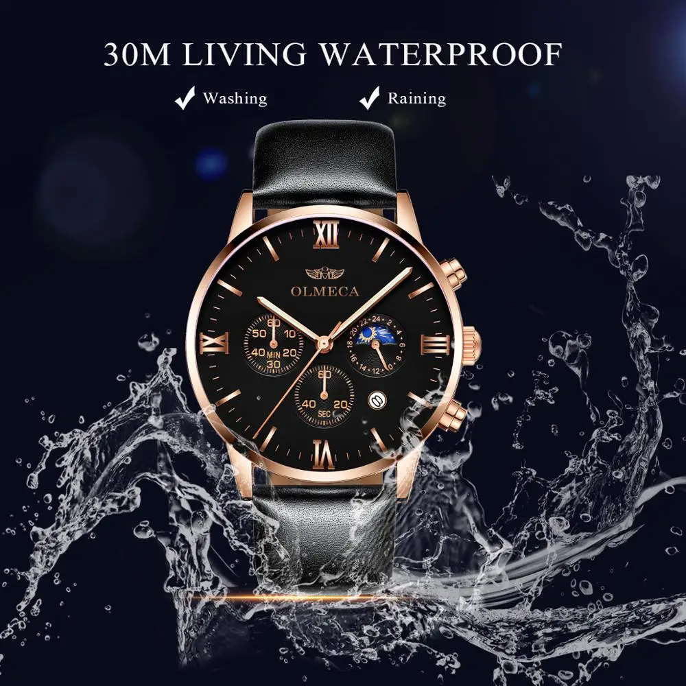 Часы наручные мужские с календарем многофункциональные водонепроницаемые