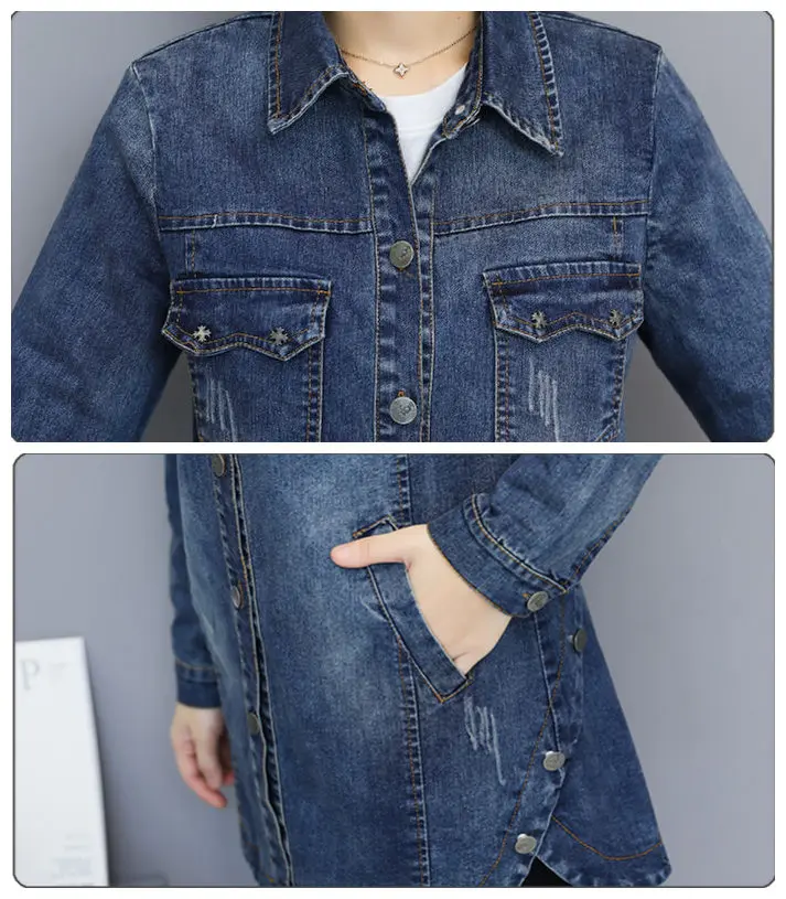 Женская джинсовая куртка ZQLZ размера плюс 5xl на осень новинка 2020 длинное джинсовое