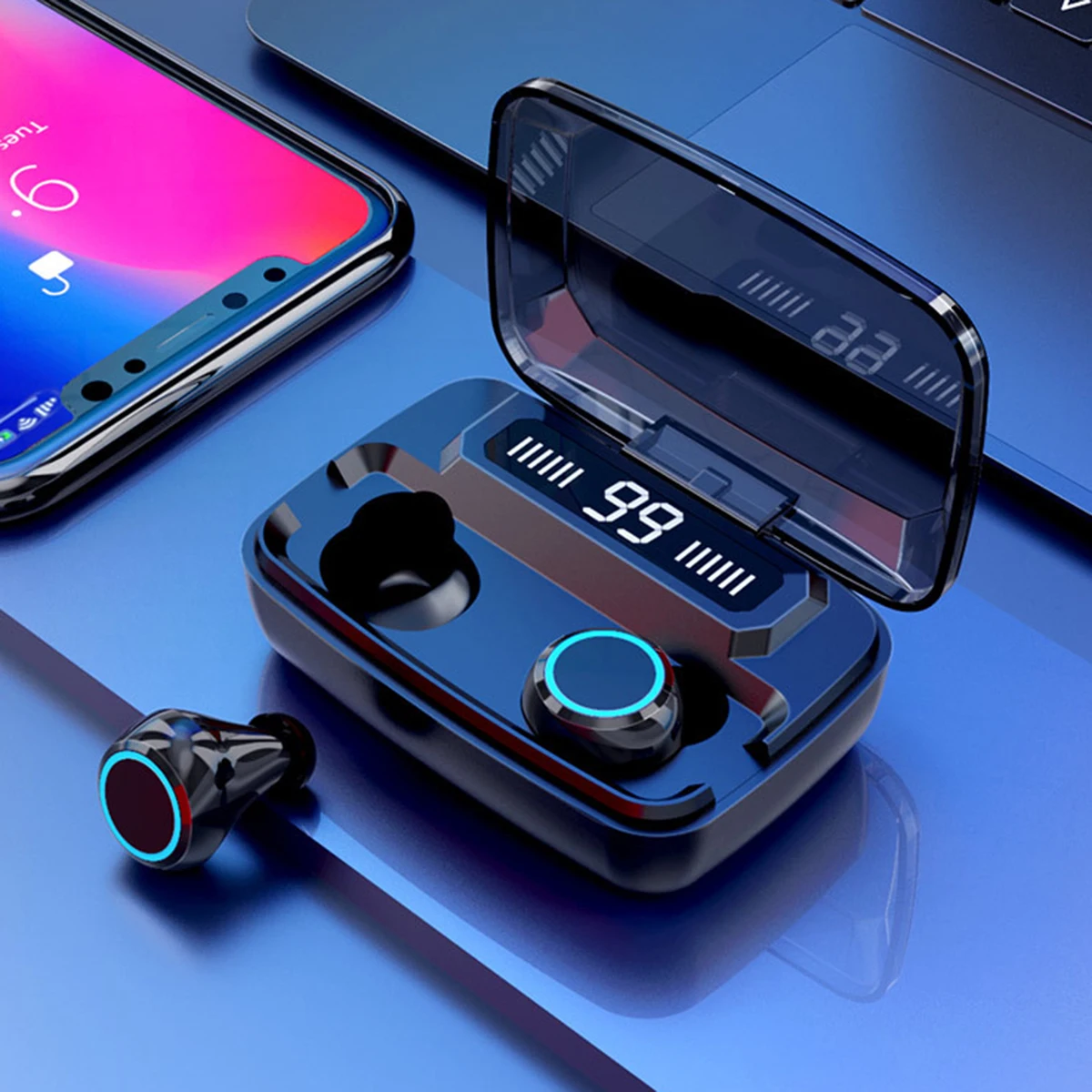 TWS Wireless BT Earphone Touch Control Sport Surround Bass Stereo Earbuds With Digital Display Charging Box​​ Bin Earphones |