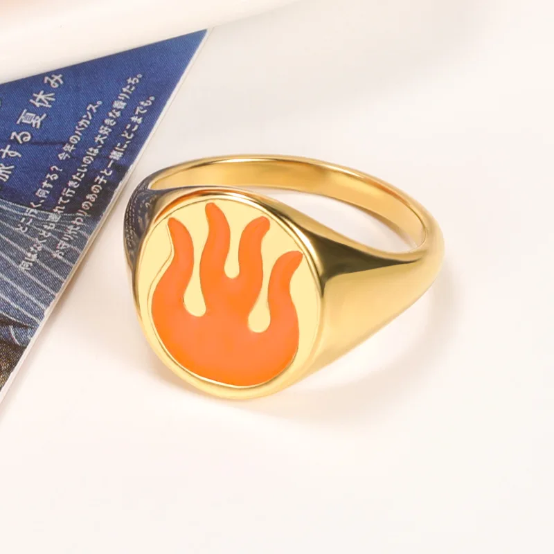 

Винтажные кольца золотого цвета с пламенем y2k для женщин, свадебные Модные женские кольца с сердцем, женские кольца, трендовые ювелирные изд...