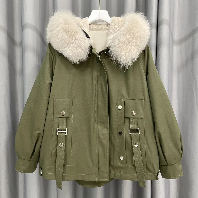 Женские зимние парки пальто с капюшоном из натурального Лисьего меха плотное