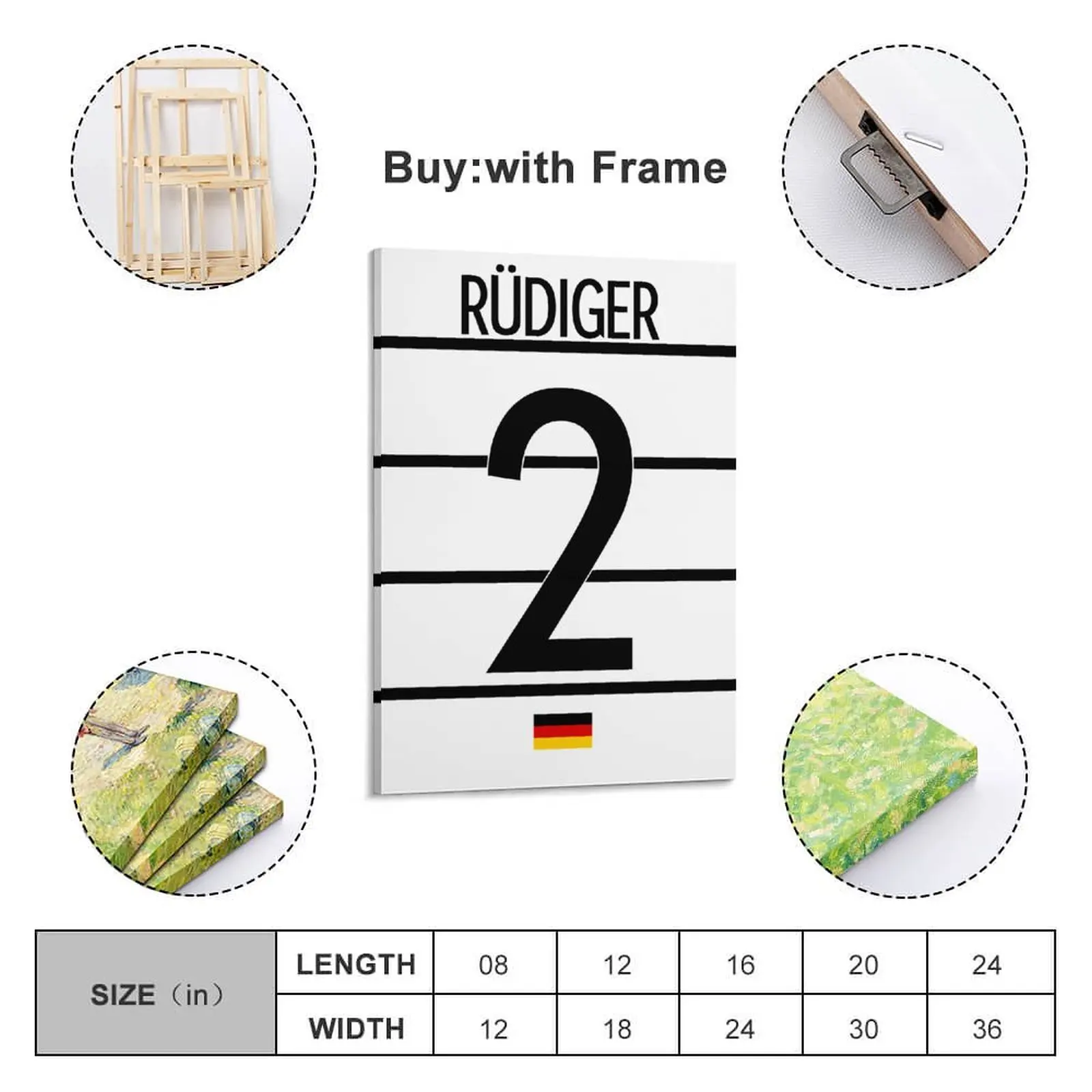 

Decor 2 Antonio Rudiger Germany Flag Print Painting Canvas Picture for Living Room Wall Room Posters With Frame Modern Home
