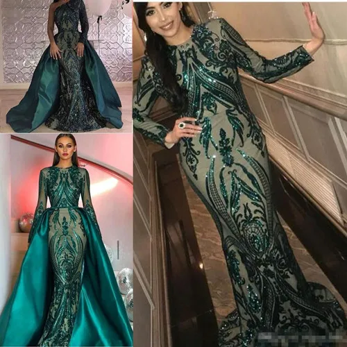 as picture Вечернее платье русалки с длинными рукавами, платье в пол, мусульманское платье для выпускного вечера, изготовленное на заказ - Цвет: as picture