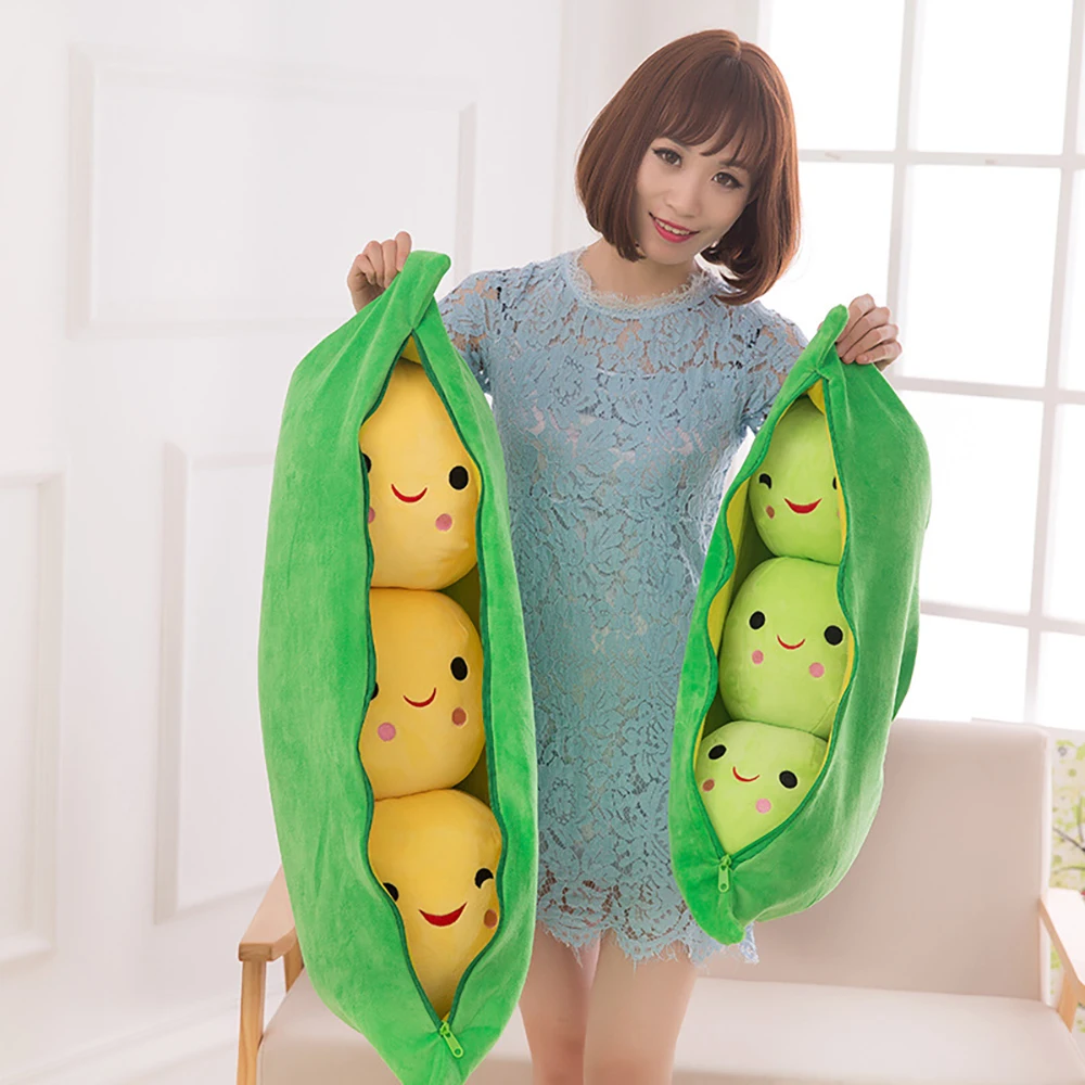 25cm Pea Stuffed Plant Doll Kawaii Kids Baby Plush Toys Plushie 3 Peas In A Pod Pillow Soft Dolls New Year Gift To Girlfriend