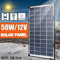50w solar panel kit complete 12v usb polycrystalline silicon waterproof solar cells for car moblie phone battery charger