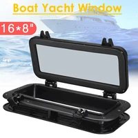 16 inch 40cm black marine boat rv replacement porthole plastic square hatches port lights window boat yacht opening portlight