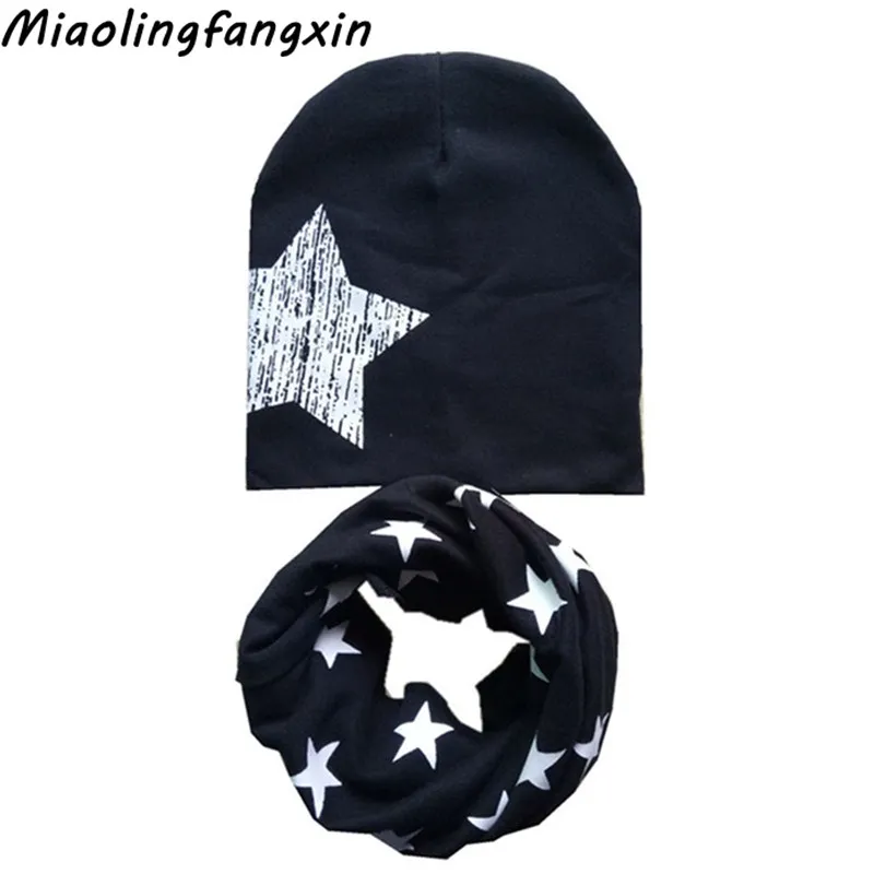 Детский хлопковый комплект со шляпой и шарфом звездами Детская шапка Сезон весна