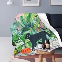 Oil Painting Tropical Plants Knitted Blanket Fleece Jungle Animal Forest Lightweight Throw Blankets for Bed Bed Rug