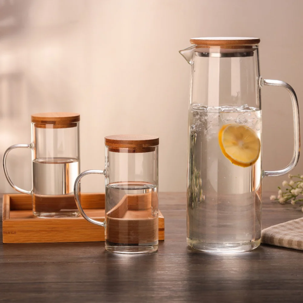 

Kitchen Glass Water Pot With Lid And Handle Heat-Resistant Juice Milk Cup Lemonade Pitcher Hot Beverages Mug Home Supplies