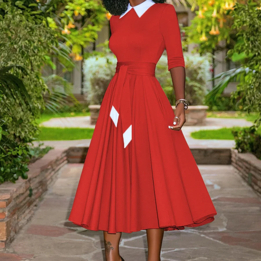 Женское ТРАПЕЦИЕВИДНОЕ ПЛАТЬЕ элегантная офисная одежда осеннее платье средней