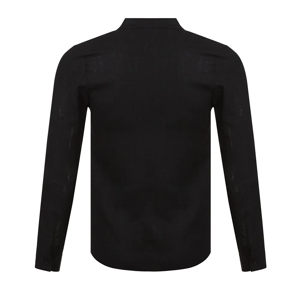 KLV Мужская рубашка с длинным рукавом хлопковая Льняная мужская блузка льняная и v