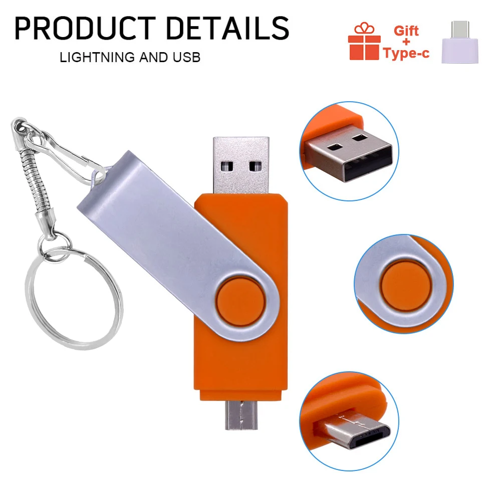 Вращающийся Смарт флеш накопитель USB OTG 2 0 64 ГБ 32 16 8 4 Гб флешка карта памяти Android