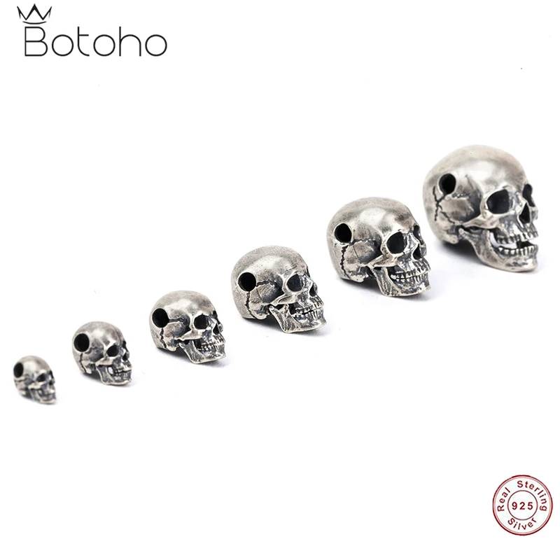 

Wholesale BOHOTO S925 Sterling Silver Gothic Punk Rock Style Men Women Pendant Vintage Skull Pendant Alternative Fashion Jewelry