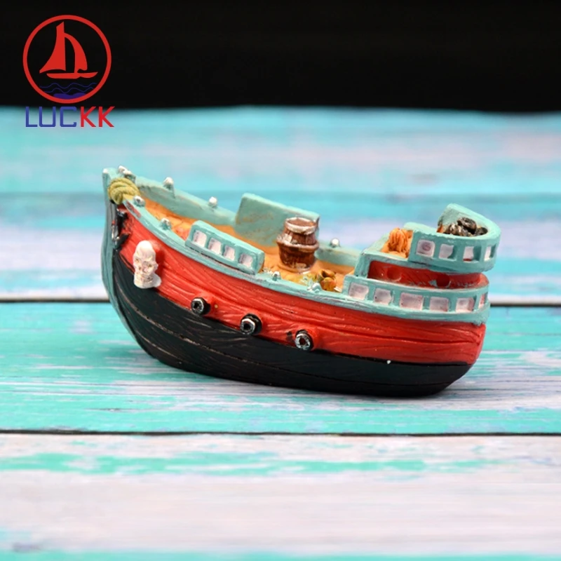 Пиратские корабли LUCKK из смолы 10 см набор 4 предметов мини украшения для аквариума