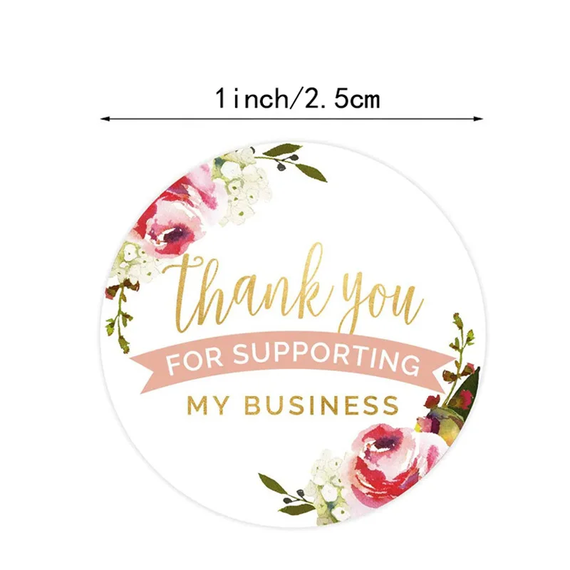 Наклейки с цветочным рисунком милая круглая бумага 500 шт. спасибо за поддержку