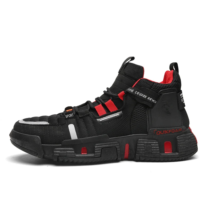 black 6611 JUNSRM/Новинка года; Зимняя мужская обувь с высоким берцем; Брендовые мужские кроссовки; zapatillas; уличная Нескользящая беговая Обувь; tenis masculino - Цвет: black 6611