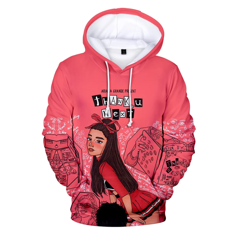 

3D Ariana Grande Thank U следующий альбом, женские толстовки оверсайз, свитшоты для мальчиков и девочек, куртка с капюшоном в стиле Харадзюку, мужские ...