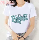 Женские футболки с надписью Bratz, летние белые футболки с коротким рукавом, из полиэстера, 2021