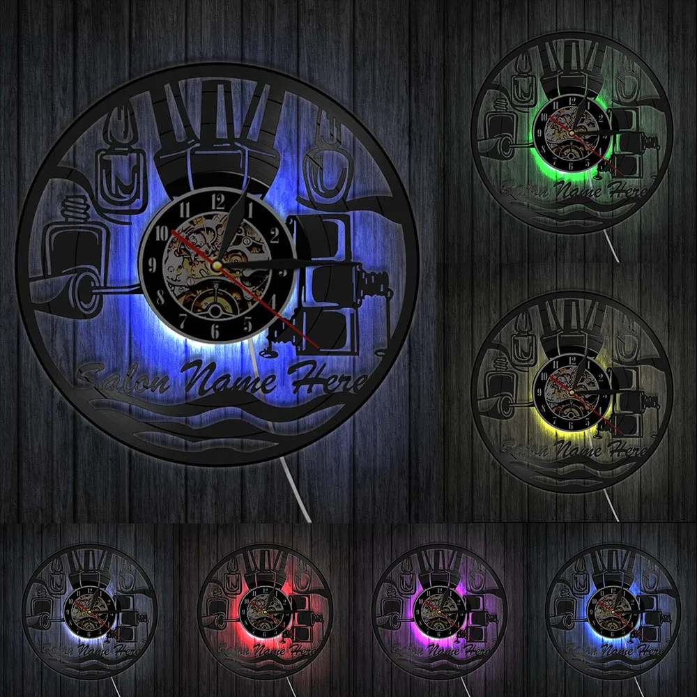 Настенные часы с виниловой пластиной для маникюрного салона|wall clock|record wall clockvinyl