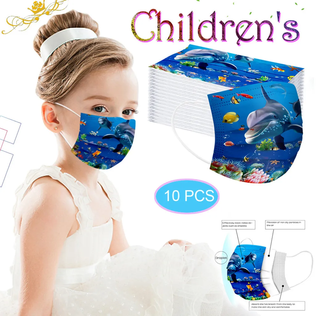 С проектом &quotДельфины&quot Одноразовые Маски Рот для ребенка 3 слоя защитные маски