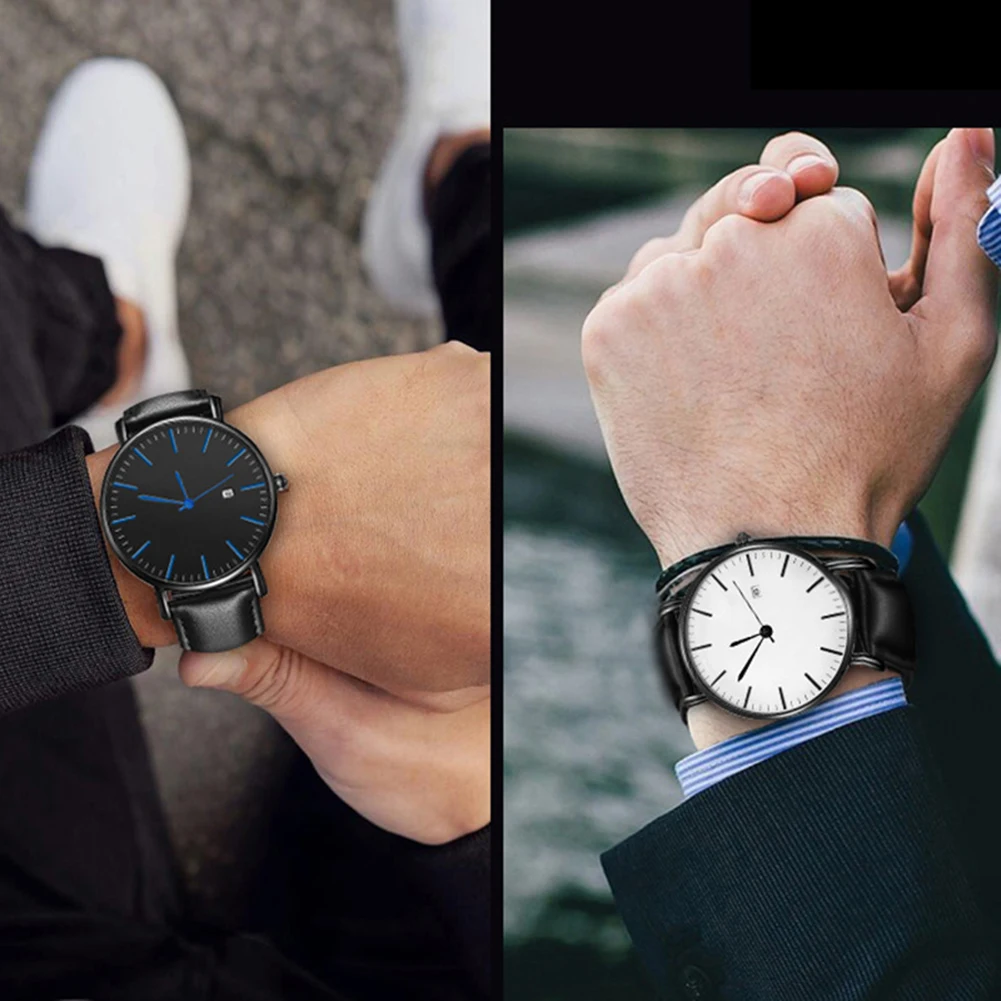 Минималистичные мужские и женские наручные часы с кожаным ремешком | Наручные