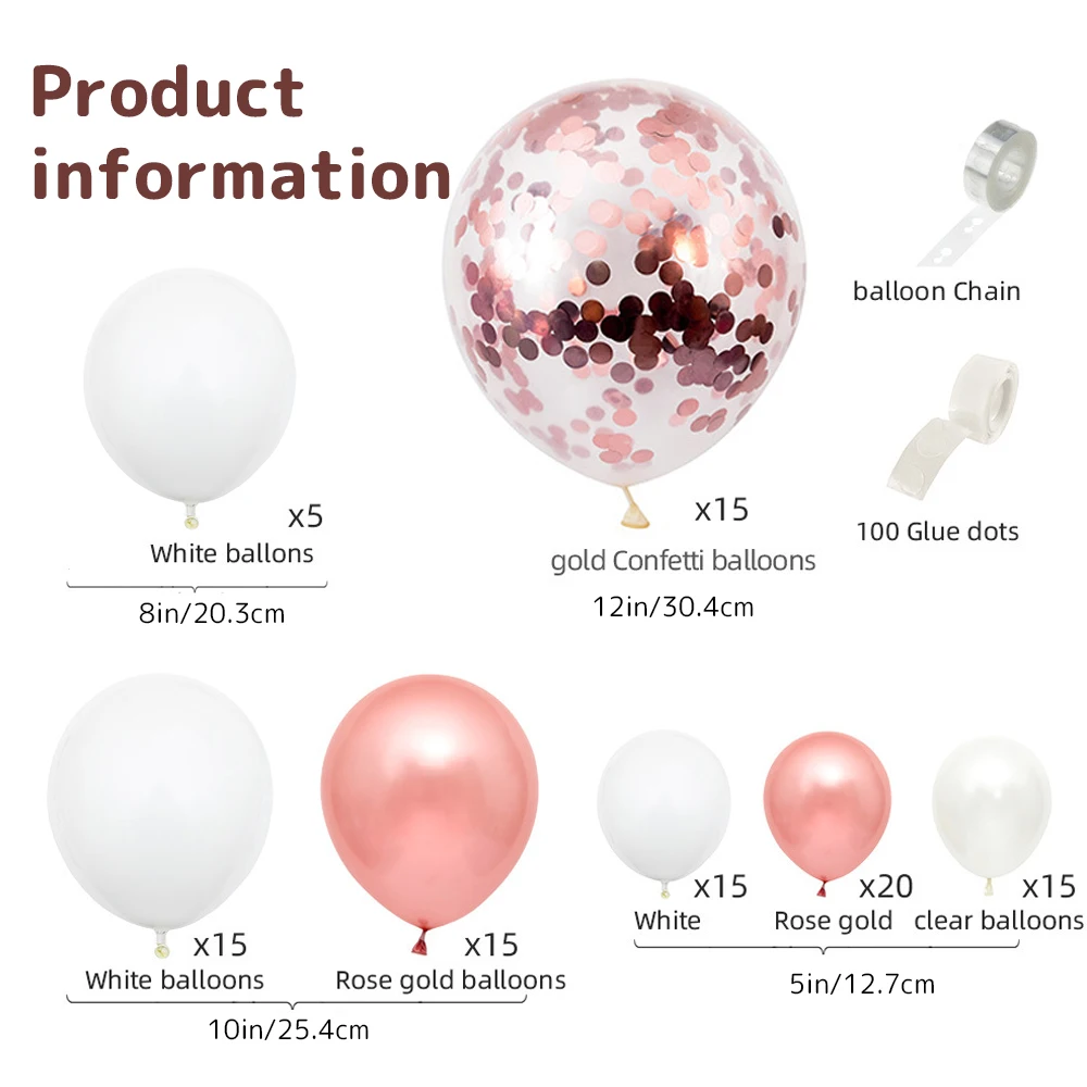 

102pcs Rose Gold Balloon Arch Garland Kit Latex Confetti Balloons Birthday Party Room Decor Supplie Romantic Wedding Decorations