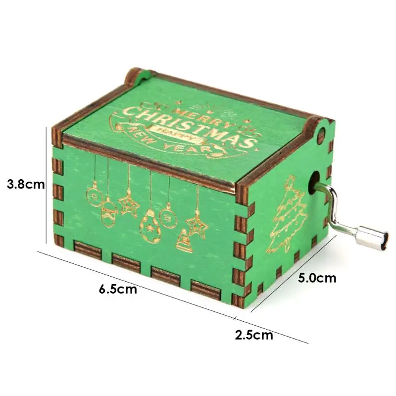 

Retro Carved Wood Manual Music Box Hand Cranked Kids Birthday Gift Creative Xmas Party Birthday Gift Household Ornament