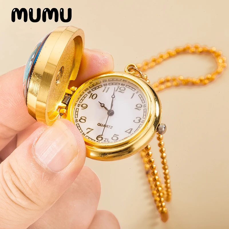2021 New Cinderella Pocket Watch Necklace Princess Prince Gold Color Vintage Glass Dome Pendant Jewelry Gifts |
