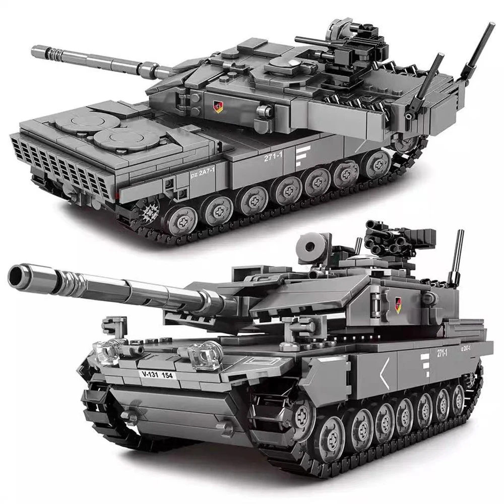 Модель военного танка строительные блоки Challenger Leopard 2A7 + Главный бой WW2 солдатские