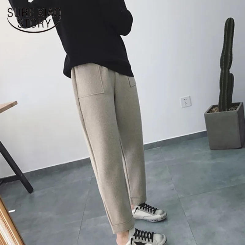 Женские свободные брюки до щиколотки повседневные шаровары с высокой талией