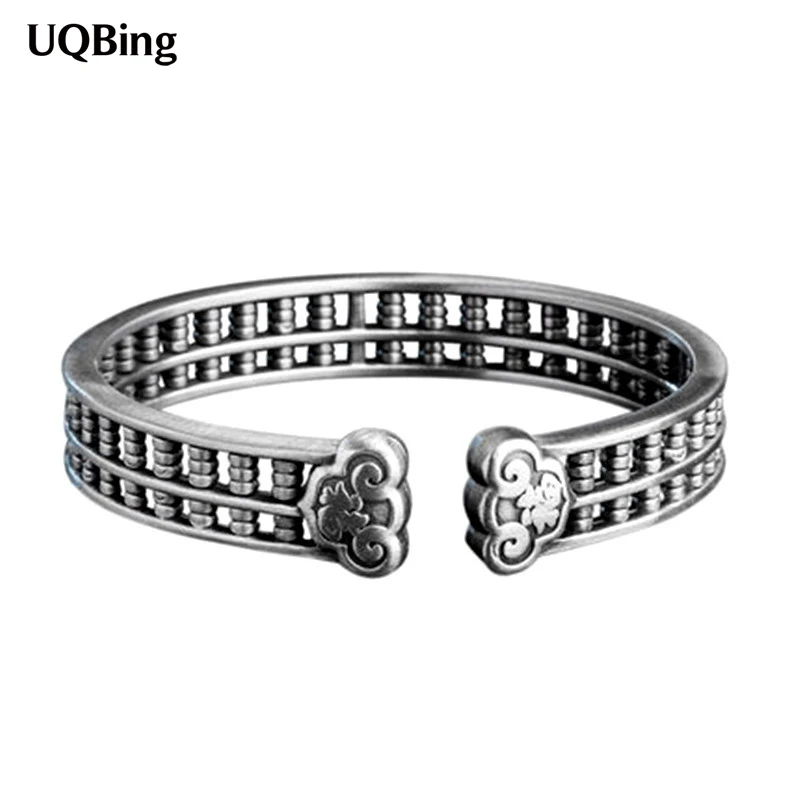 vintage 925 sterling silver lucky blessing abacus bracelets simple retro opening bracelet ladies jewelry | Украшения и аксессуары
