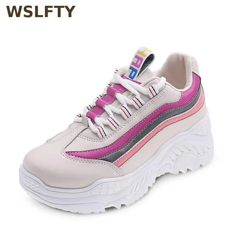 

2019 Black Chunky Sneakers Women Shoes Thick Bottom Lady Dad Shoes Ulzzang Korean White Platform Sneakers Harajuku Basket Femme
