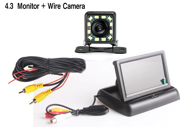 12LED Wired Monitor IaotuGo 4 светодиодный проводной/беспроводной задний Камера заднего вида HD CCD камера 140 угол 2,5 мм разъем/RCA/монитор/зеркало опционально - Название цвета: 12LED Wired Monitor