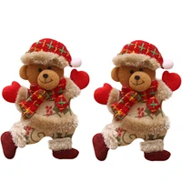 2pcs bear christmas ornaments xmas furnishing decoration elk snowman tree toy doll handmade christmas decor for home gift natal